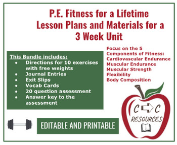 Preview of BUNDLE: P.E. Fitness for a Lifetime 3 Week Unit Lesson Plans