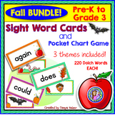 BUNDLE PACK {Pre-K - Gr 3} FALL Dolch Sight Word Cards/Poc
