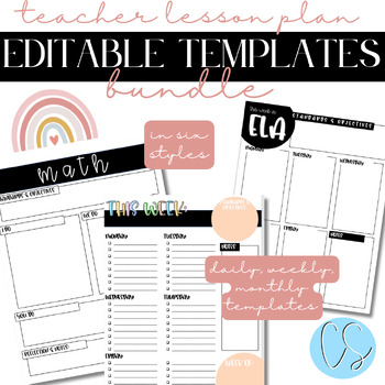 Preview of BUNDLE: PASTEL Lesson Plan Templates for the ENTIRE Year!