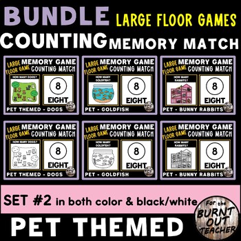 Preview of BUNDLE PETS PET THEMED LARGE FLOOR MEMORY COUNT & MATCH GAMES COUNTING MATCHING