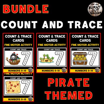 Preview of BUNDLE PIRATES COUNT & TRACE CARDS BOOKS Counting 1-10 Center Task Box Centers