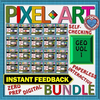 Preview of BUNDLE PIXEL ART: GEOMETRY VOLUME 1 - DISTANCE LEARNING