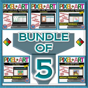 Preview of BUNDLE PIXEL ART: SOLVE EQUATIONS (5 PRODUCTS)