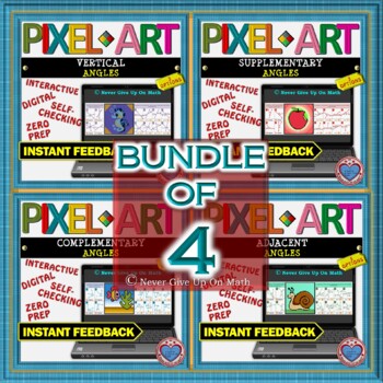 Preview of BUNDLE PIXEL ART: Vertical, Supplementary, Complementary, & Adjacent Angles