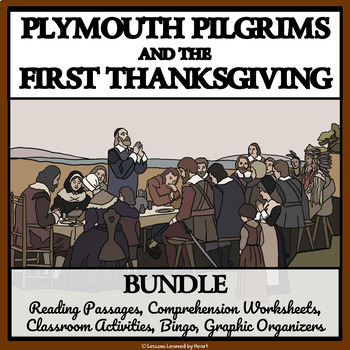 Preview of PLYMOUTH PILGRIMS & the FIRST THANKSGIVING - Comprehension, Activities, Bingo