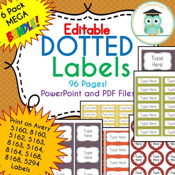 Preview of BUNDLE POLKA DOT Labels Editable Classroom Notebook Folder Name Tags (FALL)