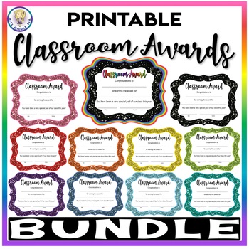 BUNDLE!! PRINTABLE - Glitter Classroom Awards Certificates & Charts ...
