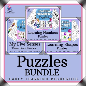 Preview of BUNDLE - PUZZLES  x 12 - Shapes, Fractions, Emotions, Opposites, Numbers...