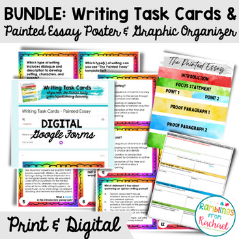 Preview of Painted Essay Writing BUNDLE: Poster | Organizer | Task Cards | PRINT & DIGITAL
