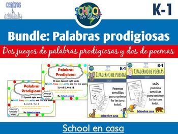 Preview of BUNDLE: Palabras prodigiosas Level 1 and Poetry Journals {Spanish}