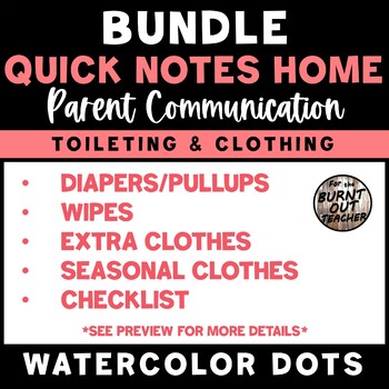 Preview of BUNDLE Parent Communication Note Home Checklist Diapers Wipes Clothes Clothing