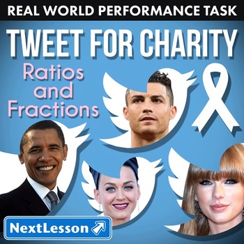 Preview of BUNDLE - Performance Task – Ratios & Fractions – Tweet for Charity