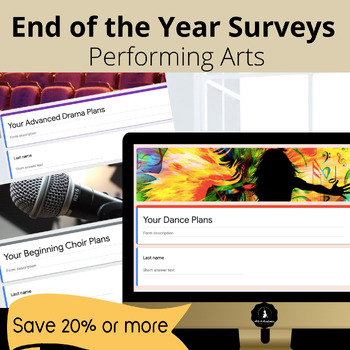 Preview of BUNDLE Performing Arts End of Year Digital Surveys 33 EDITABLE forms