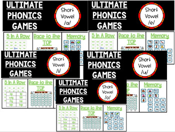 Preview of BUNDLE Phonics Games -ALL Short Vowels