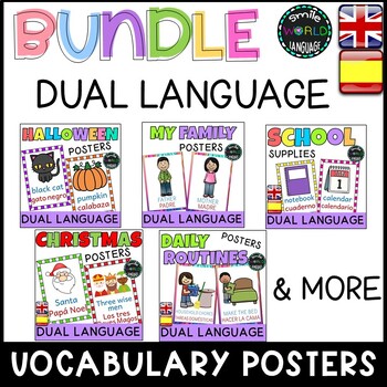 Preview of BUNDLE Posters English Spanish inglés español DUAL classroom decoration bulletin