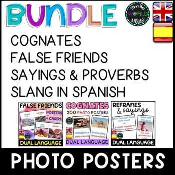 Preview of BUNDLE Photo posters English Spanish inglés español DUAL language pack decor