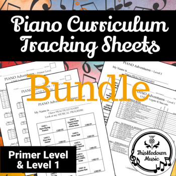 Preview of BUNDLE: Piano Curriculum Tracking Sheets - Primer Level & Level 1