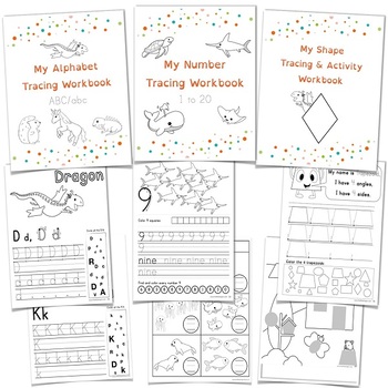 Preview of BUNDLE Pk-K Workbook – Alphabet, Numbers, Shapes