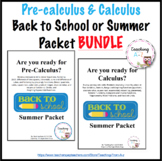 BUNDLE: Pre-calculus and Calculus Summer or Back to School