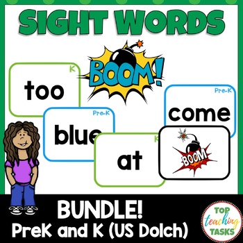 Preview of Pre-K and Kindergarten Sight Word BOOM Card Games Bundle Dolch