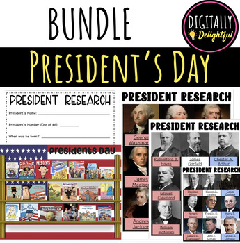 Preview of BUNDLE: President's Day Digital Libraries and Research Sheet