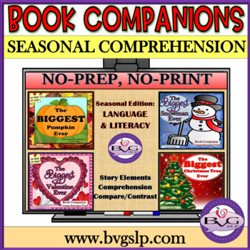 Preview of BUNDLE Primary Book Companion Unit ~ The Biggest Snowman & MORE - Teletherapy