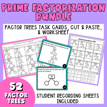 Preview of BUNDLE Prime Factorization Factor Trees | 6th Grade | Math