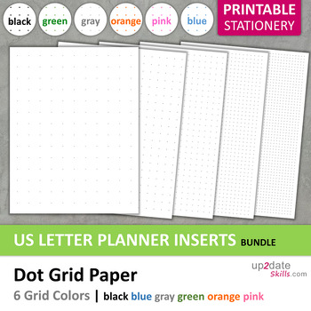 Preview of BUNDLE: Printable Dot Grid Paper | US Letter Pages multiple grids and colors