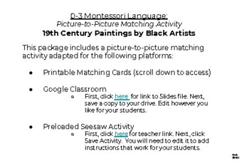 Preview of BUNDLE Printable + Seesaw + Google Montessori Art History Matching Black Artists