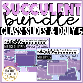 Preview of BUNDLE: Purple Succulent: EDITABLE Reading Rotations & To Do Lists Templates