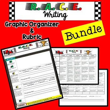 Preview of BUNDLE - R.A.C.E. Writing Text-Based Response Graphic Organizer AND Rubric!