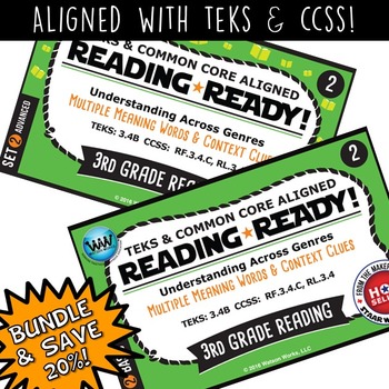 Preview of Set 2 BUNDLE ~ READING READY Task Cards–Multiple-Meaning Words & Context Clues