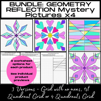 Preview of BUNDLE: REFLECTION DESIGNS Mystery Pictures (x4) - Bulletin Board Geometric Art