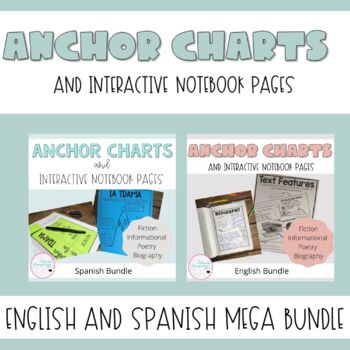Preview of BUNDLE: Reading Anchor Charts and Interactive Notebook in English and Spanish