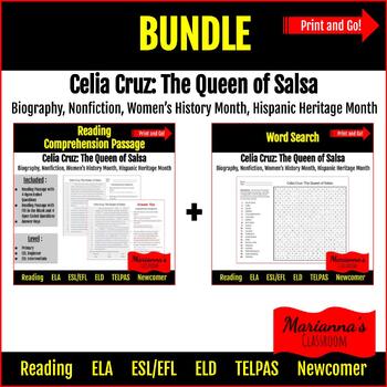 Preview of BUNDLE - Reading Comprehension & Word Search - Celia Cruz: The Queen of Salsa