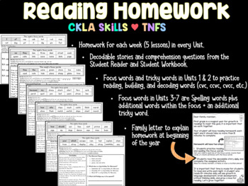 Preview of BUNDLE: Reading Homework Units 1-7 | CKLA skills | TNFS | 1st grade 
