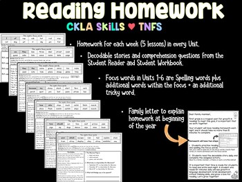 Preview of BUNDLE: Reading Homework Units 1-6 | CKLA skills | TNFS | 2nd grade
