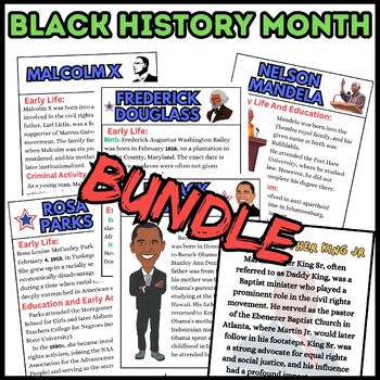 Preview of BUNDLE Reading Passages Worksheets Black History Month