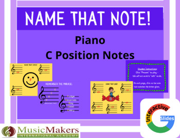 Preview of BUNDLE! Reading Piano C Position and Middle C Position Notes| Google Slides