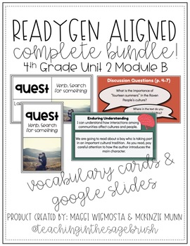 Preview of BUNDLE - ReadyGen Aligned 4th Grade Unit 2 Module B Lesson Slides & Vocab Cards