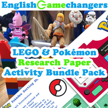 Preview of BUNDLE: Research Note Cards with LEGO & Essay Outlines with Pokémon!