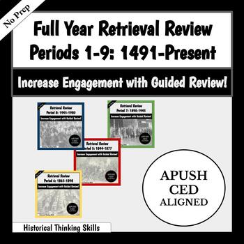 Preview of BUNDLE | Retrieval Study | APUSH | Full Year: Periods 1-9 | Review Activities