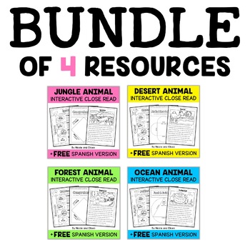 Preview of Close Reading Interactive Notebooks Bundle + FREE Spanish