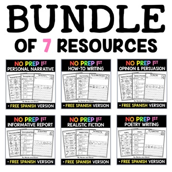 Preview of No Prep First Grade Writing Bundle - Distance Learning