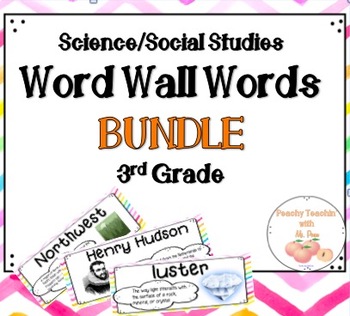 Preview of BUNDLE - SCIENCE AND SOCIAL STUDIES WORD WALL | FULL YEAR | THIRD GRADE
