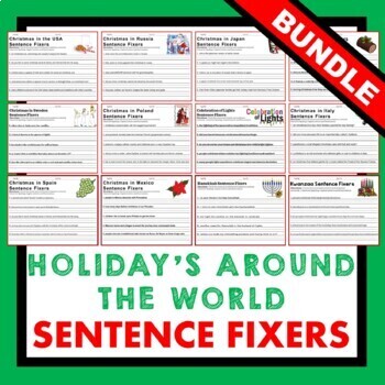 Preview of BUNDLE - SENTENCE FIXERS: Holidays Around the World