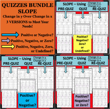 Preview of BUNDLE SLOPE QUIZZES Negative? Positive? Undefined? Zero? Change in y over x
