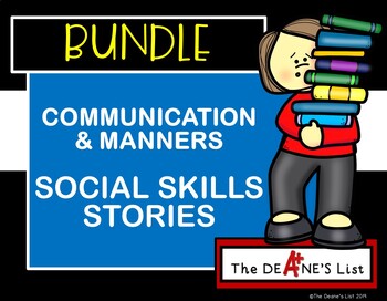 Preview of BUNDLE SOCIAL SKILLS STORIES for Communication & Manners with Activity Pages