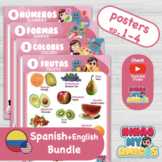BUNDLE. SPANISH-ENGLISH: FRUITS, COLORS, SHAPES, NUMBERS. Ep 1-4