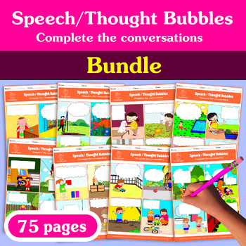 Preview of BUNDLE SPEECH THOUGHT BUBBLES COMIC STRIP DIALOGUE speech bubbles ABA ESL Autism
